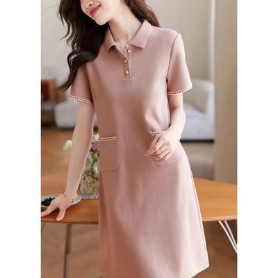 Small POLO Neck Skirt Summer New Korean Version Intellectual and Elegant Slimming Pocket Dress for Women