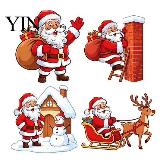 Decorative Christmas Wall Stickers Santa Claus Switch Sticker, Light Decal for Xmas Holiday, Party Supplies Removable Self-Adhesive Sticker