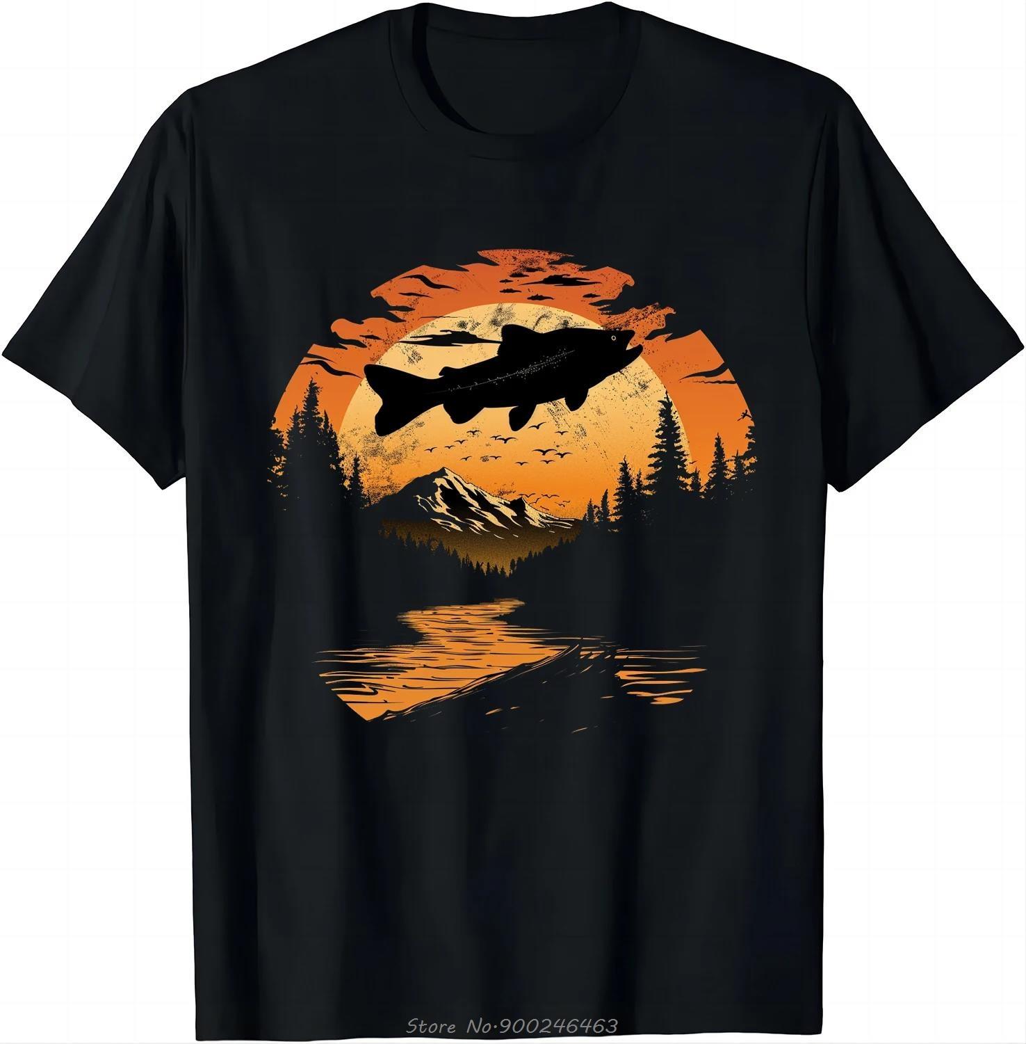 Adventure Awaits Tee Fish Vs Mountains Tshirt Unisex Clothing Tees Oneck Tops Tshirt Cotton Short Sleeve Fashion T Shirt S