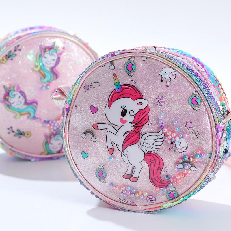 Glitter Rainbow Sequin Fanny Pack & Unicorn Crossbody Backpack for Girls