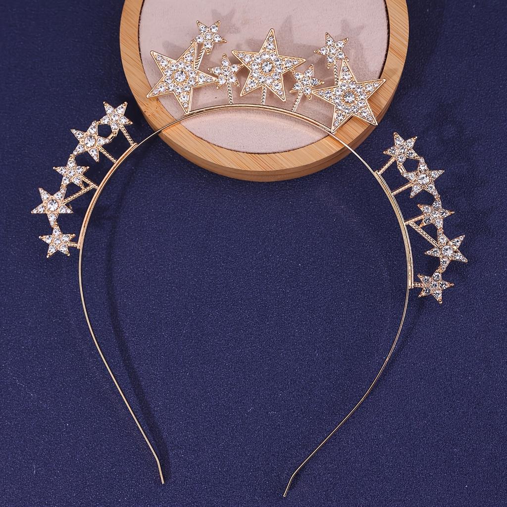 Feenkronen Niedliche Kristall Braut Haar Tiara Hochzeit Haarschmuck Strass Haarband Stern Haarreif Kopfschmuck Kopfschmuck