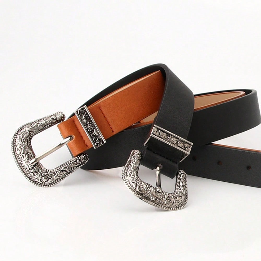 Ladies Retro Pin Buckle Belt Cool Versatile Fashion Decorative Belt Jeans Belt
