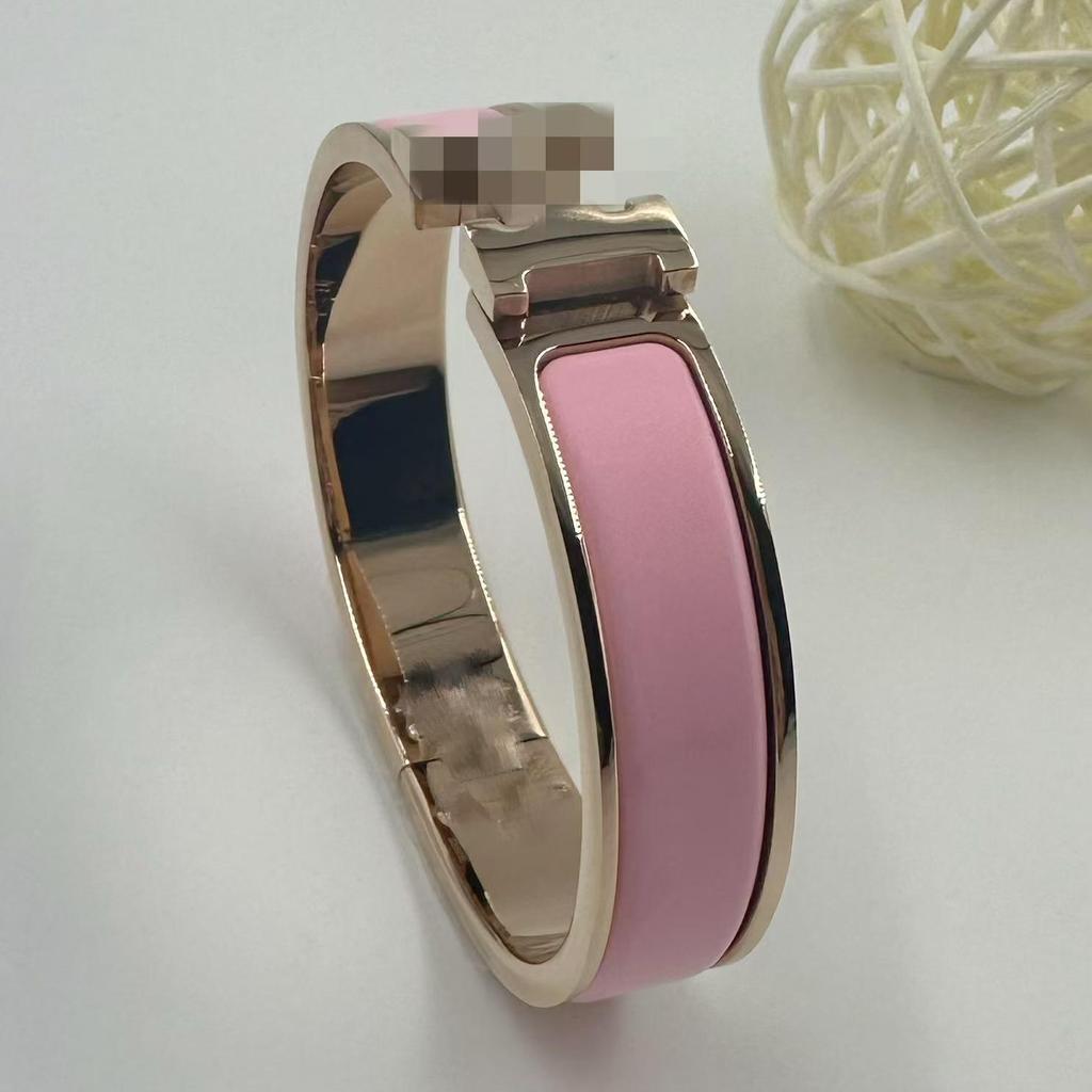 H Letter 12MM Enamel Titanium Steel Bracelet - European & American Fashion Bangle