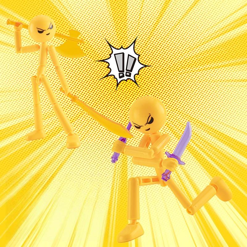 1 Set Novelty Action Figure Stickman Assembled Robot Movable 3D Printing Mannequin Multi-Jointed Stickman Toy