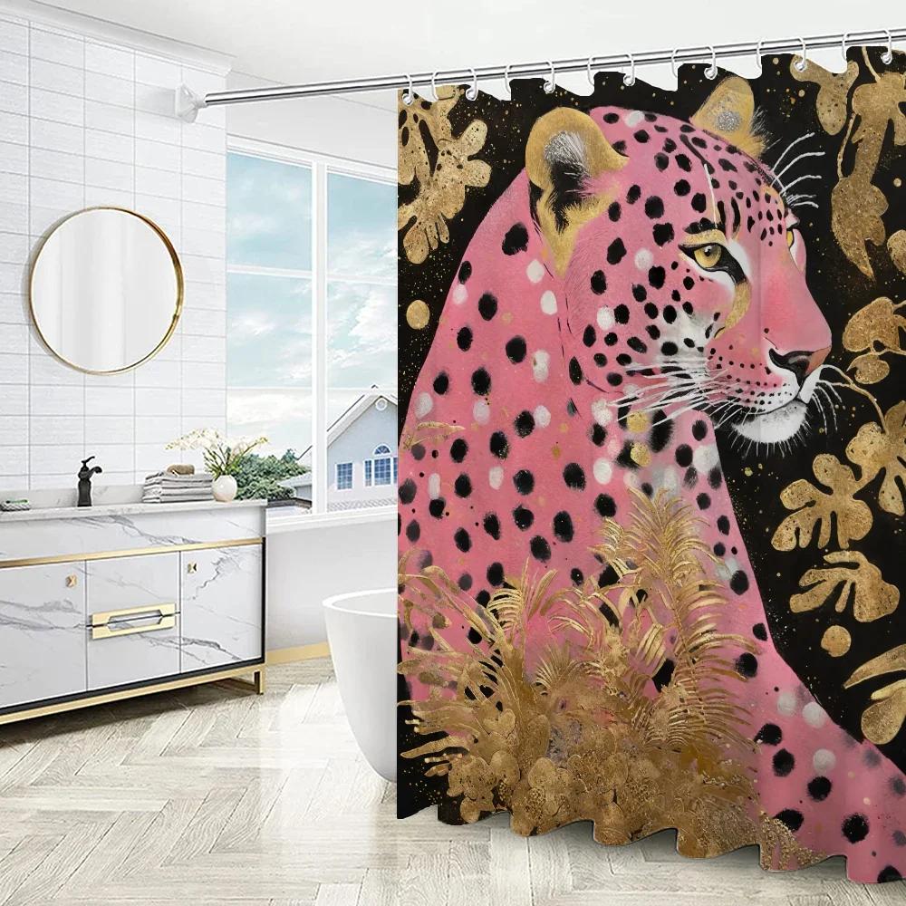 Sprchový závěs Růžový panter pro sady koupelnových doplňků Luxusní skládací dělicí závěsy Koupelna Ložnice Domy Pokoje Quarto