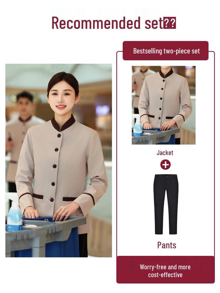 Women's Long Sleeve Hotel Cleaner Uniform Set for Autumn/Winter