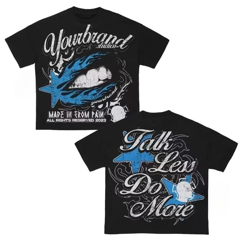 2026 Summer Y2k Pattern Retro Style Harajuku Gothic Hip Hop Animation Print T-shirt Men's and Women's Loose Casual Short Sleeves Top