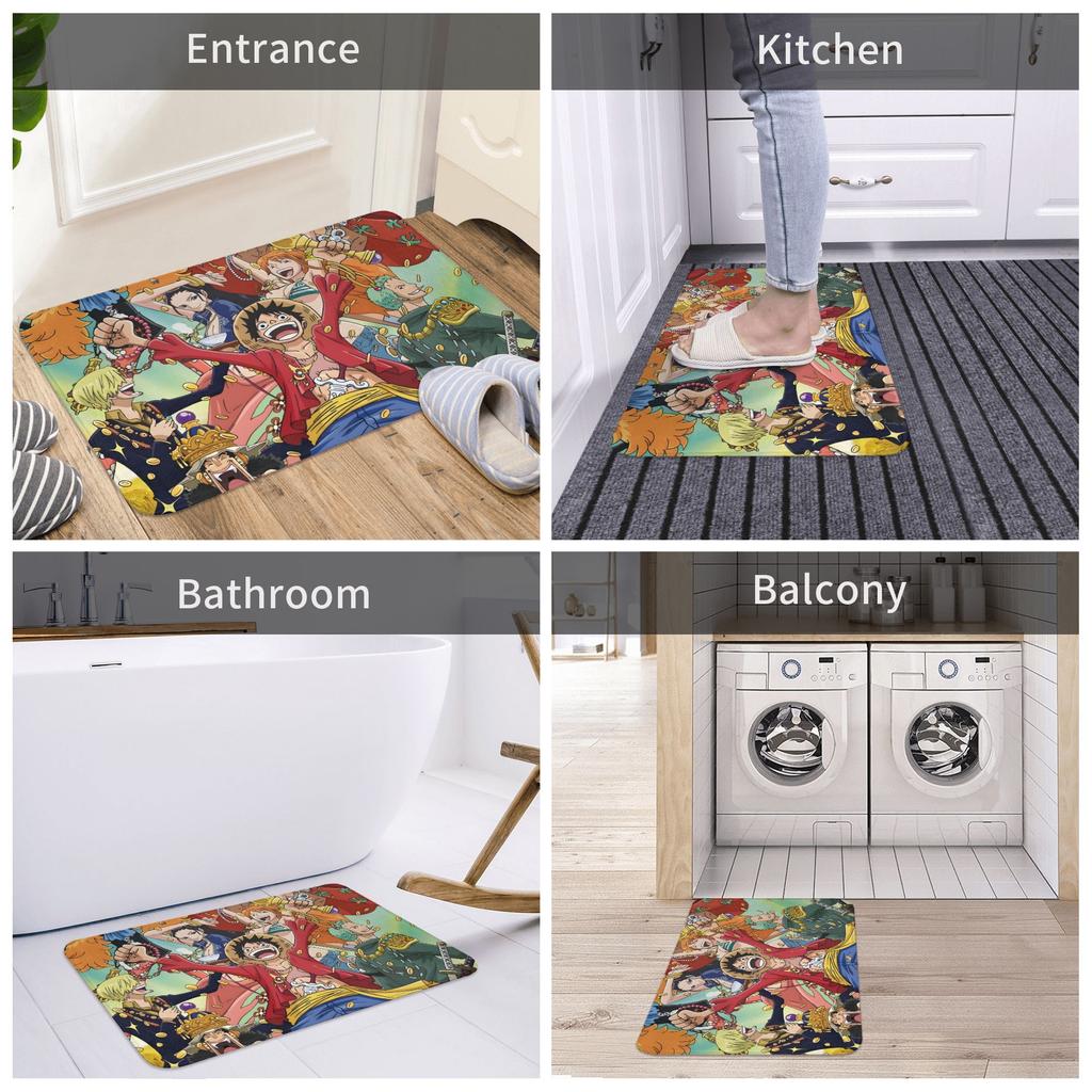 Anime One Piece Doormat Non-Slip Entrance Bathroom Kitchen Door Floor Mats Pirate King Luffy Bedroom Balcony Carpet Rug