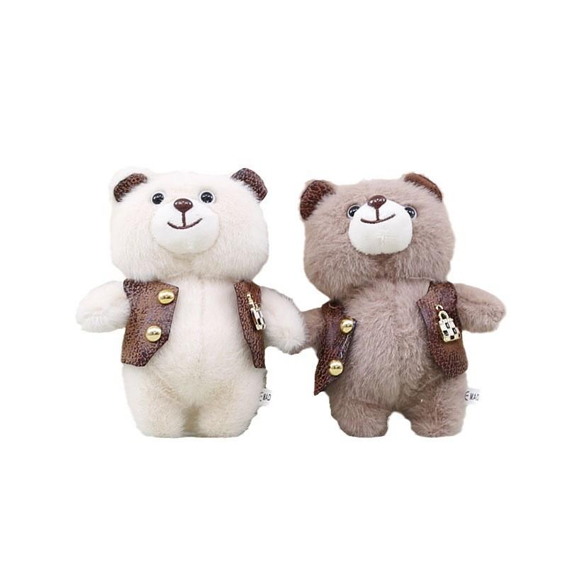 Playful And Cute Bear Plush Toy In Stylish Vest Perfect For Keychain And Use Decor