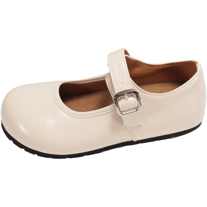 French red round head shallow mouth inner height-increasing single shoes women's 2025 new summer retro versatile soft-soled Mary Jane shoes