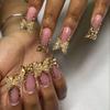 Cross-border French Edge Duckbill Wearing Nail Golden Broken Diamond Butterfly Manicure Patch False Nail False Nail