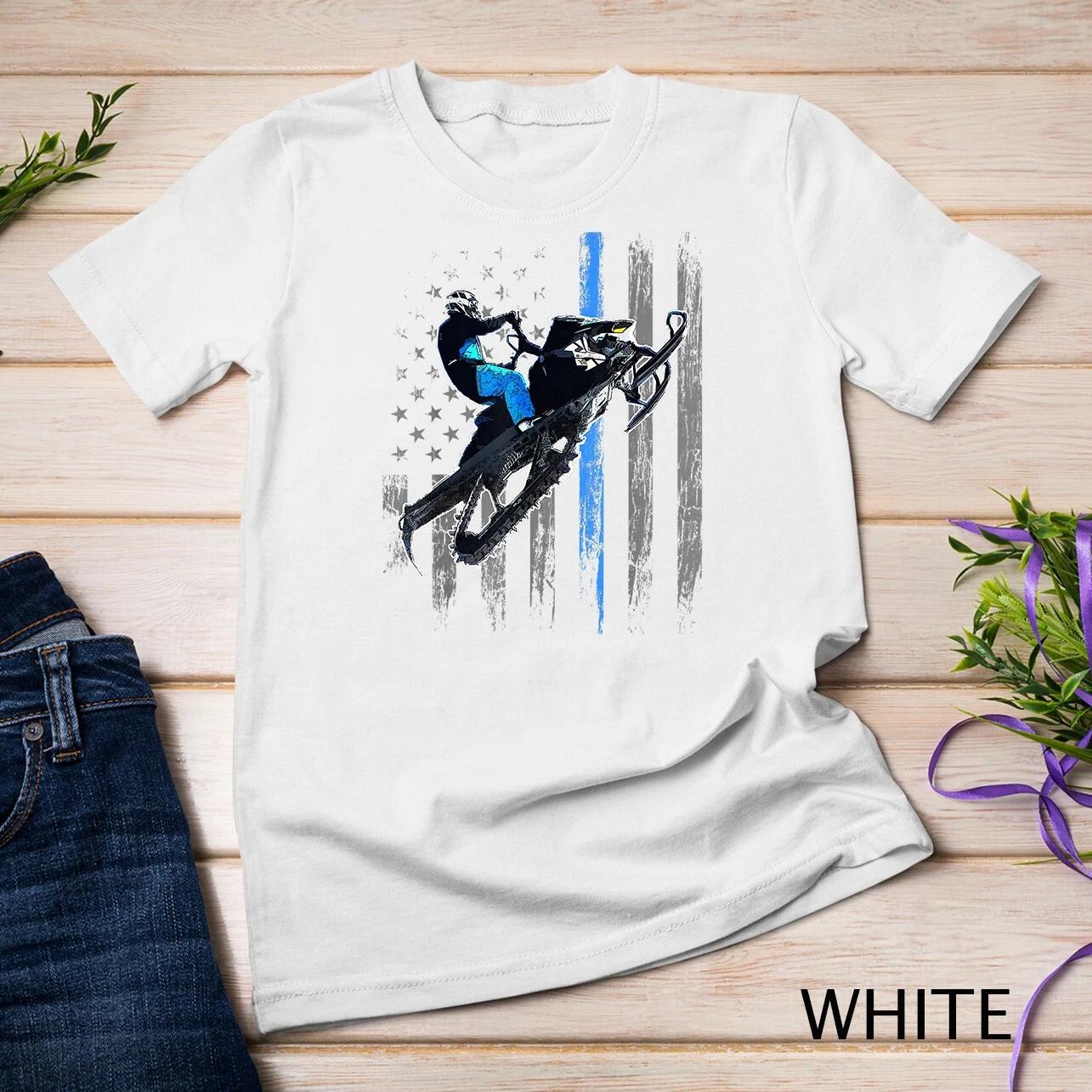 American Flag Snowmobile Shirt Men Snowmobile Riding Gift Unisex T-shirt 4XL