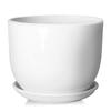 YOUXUANLIPIN Inch Round Ceramic Planter with Drainage for Indoor Light Nordic for Houseplants 5.5 Saucer, Hole, White, Plants, White, Surface,