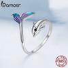 Bamoer Authentic 925 Sterling Silver Dolphin Ring for Women Fine Jewelry Colored Cute Tail Ring Kids Beach Party Gift