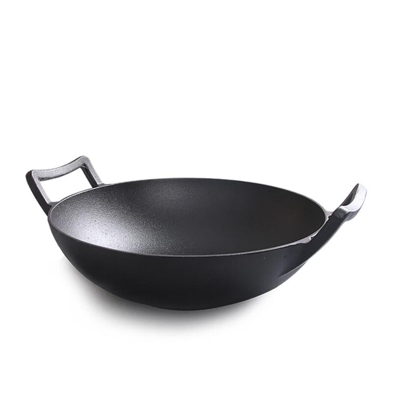 ZISIZ Cast Iron Flat-Bottom Wok