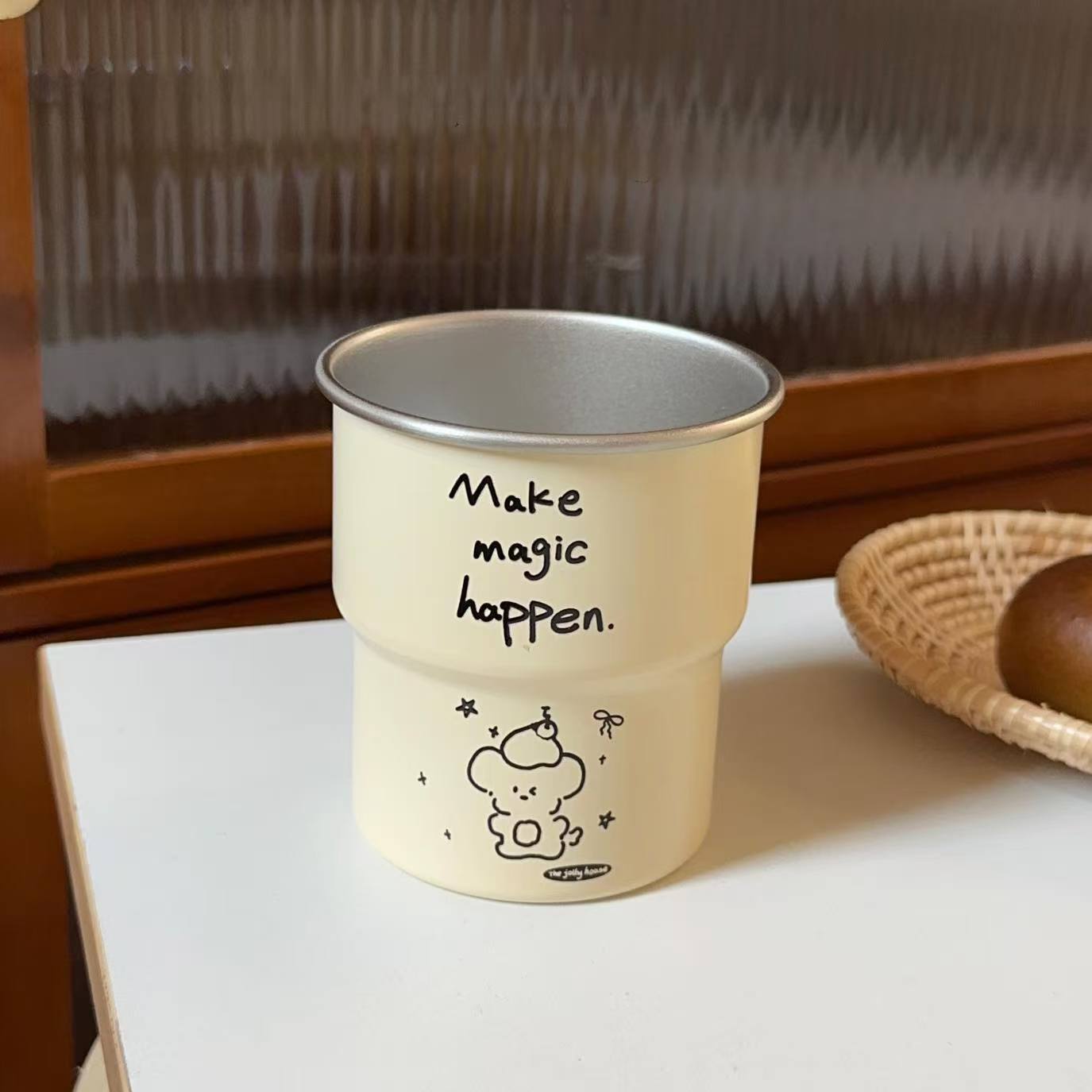 

Cartoon Puppy Tooth Cup Washbasin Cup High Appearance Level Stainless Steel Student Couple Mouthwash Cup Toothbrush Cup 201-300ml