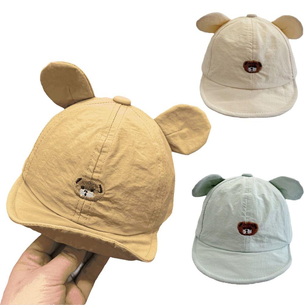 Little Bear Embroidery Kids Sun Hat Quick Drying Cartoon Bear Hat Duck Tongue Cap For Girls Boys