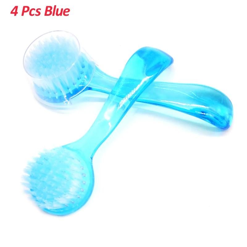4pcs Pack Nail Brushes Round Head Long Handle Manicure Stations Salon Supply Soft Bristles Durable ABS Handle Colorful Tools