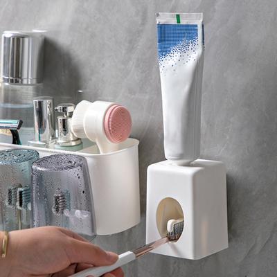 Držák na zubní kartáček, sada na odšťavňování zubní pasty, jednoduchá instalace, nástěnný držák na zubní kartáček do koupelny s úložnými přihrádkami