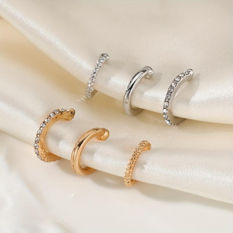 Korean Design Stainless Steel Clip Earrings No Piercing Gold Color Ear Bone Clips Simple Shiny Ear Cuffs for Women Jewelry
