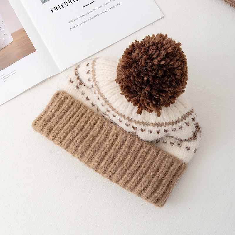 Women Winter Pompoms Knit Hat Fashion Fur Beanie Hats For Women Winter Fashion Cap