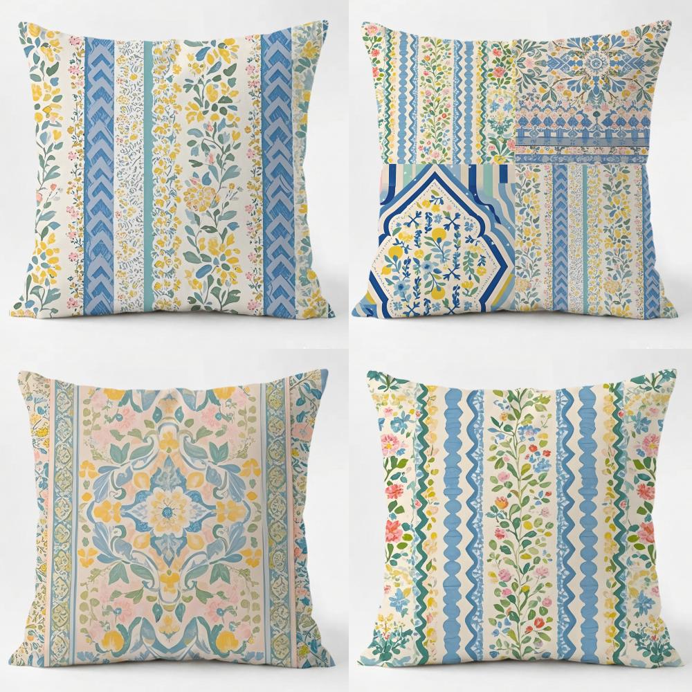 Shunika Chen Unisex Style Rustic French Countryside Cushion Cover Daily Washable Linen Pillowcase Soft For Sofa Bed Home Room Decor