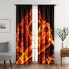 2 Panels Sports Curtains Rod Pocket Abstract Flame Basketball Theme Wall Decor Teens Bedroom Men Cool 3D Ball Art Printed Drapes