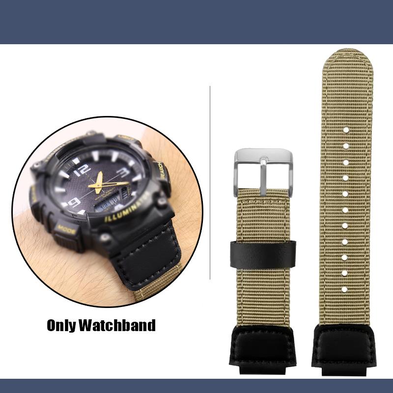 Für Casio Nylonarmband W-735H AE-1200WH SGW-300/400H/500H AQ-S810W AE-1000/1300 MRW-200H Konvex 16 18mm Canvas Silikon Uhrenarmband