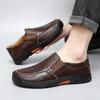 Fashion New Handmade  Leather ShoesMen Loafers Soft Cow Leather Men Thick Sole Casual Shoes Male Footwear Black Brown Slip on