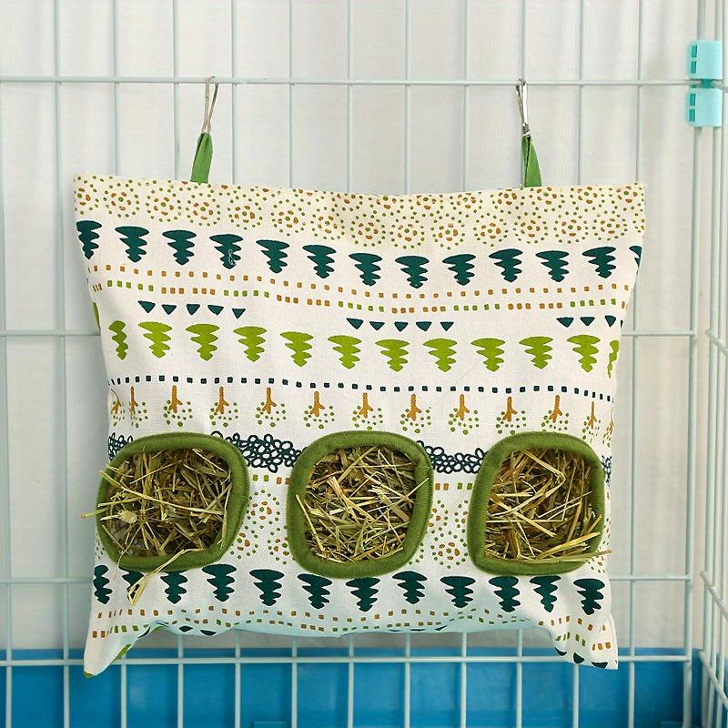 1pc Hanging Hay Feeding Bag for Rabbits and Guinea Pigs Large Capacity Hay Rack Rabbit Straw Bag