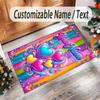 Hearts Theme Crystal Velvet Floor Rug Personalized Custom Name Text Warm Carpet Home Decoration