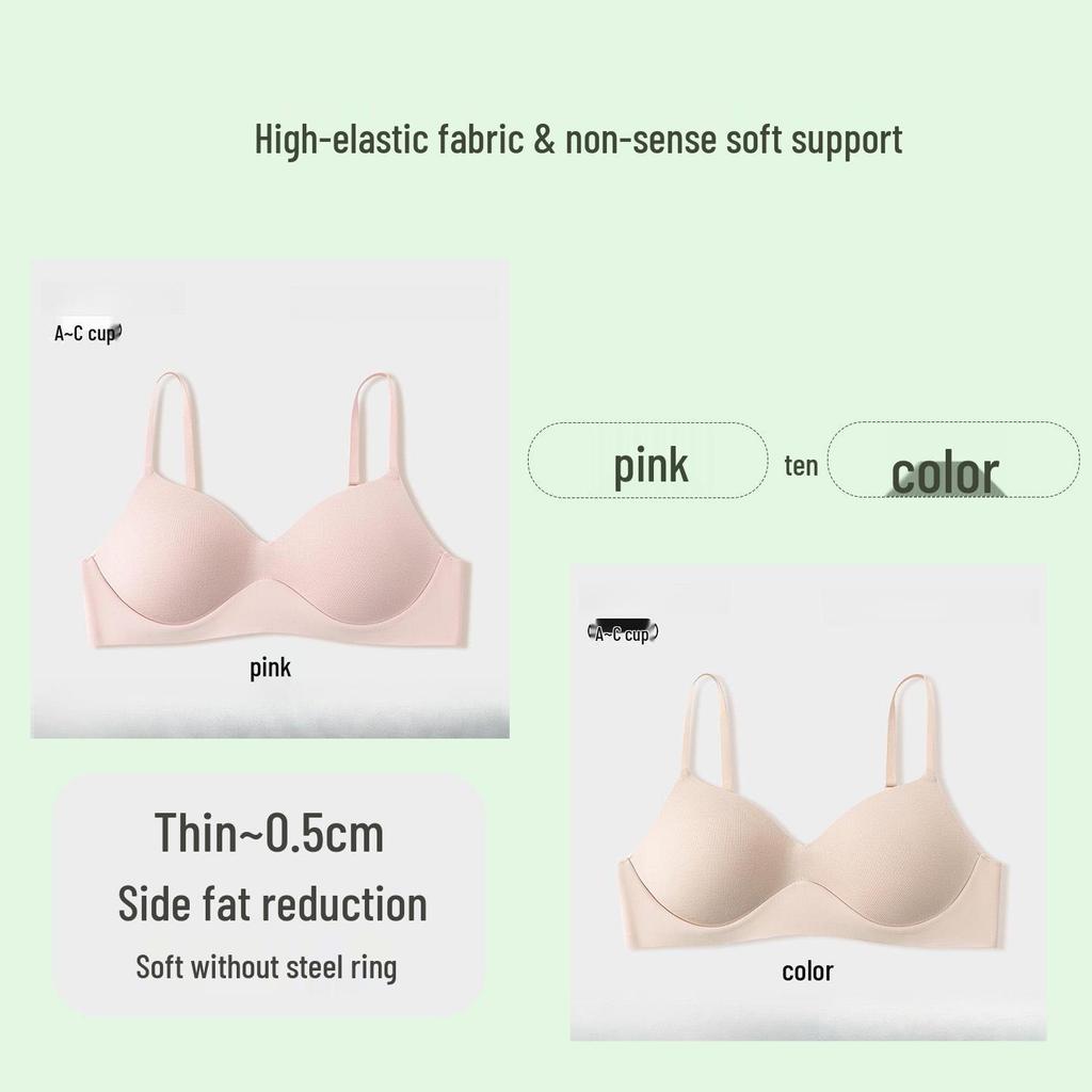 Palm You Bezszwowy Biustonosz Push-Up na Cienkich Ramiączkach dla Małych Biustów - Bezfiszbinowy, Niewidoczny Krój