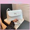 Stylish Korean Butterfly Knot Casual Solid Color Small Shoulder Bag For Women In Black Silver White Red And Blue