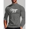 Lightweight Warm Polyester Men's Mock Neck Long Sleeve Tee, Perfect for Autumn Outdoor Walks