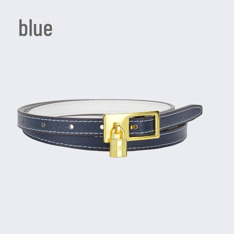 Women's Fashion Leather Belt with Lock Pin Buckle and Adjustable Pockets - Slim All-Match Design