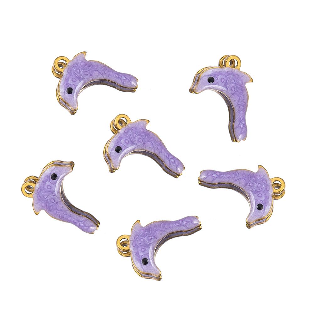 10pcs Stainless Steel Enamel Octopus Seahorse Dolphin Crab Clown fish Charm Bracelet Earring Pendant Base for DIY Jewelry Making