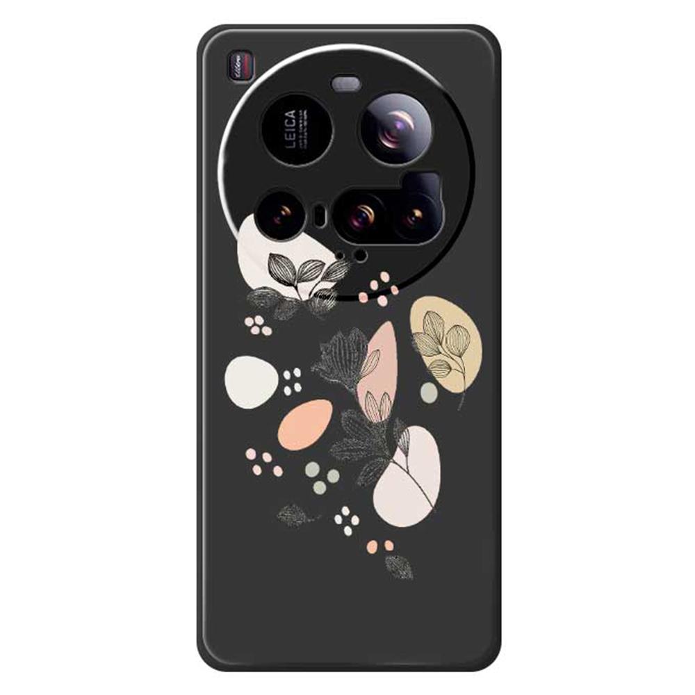 For Xiaomi 15 Ultra Case Sketch Leaves Pattern Printing Straight Edge TPU Phone Back Cover