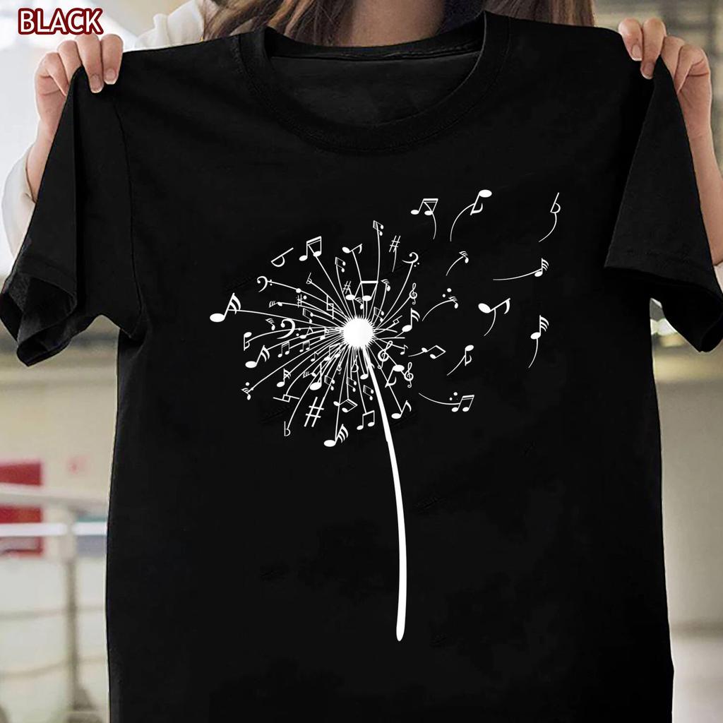 Music Notes Gift For Men Women, Cool Dandelion Flower T-shirt, Funny Music Lover