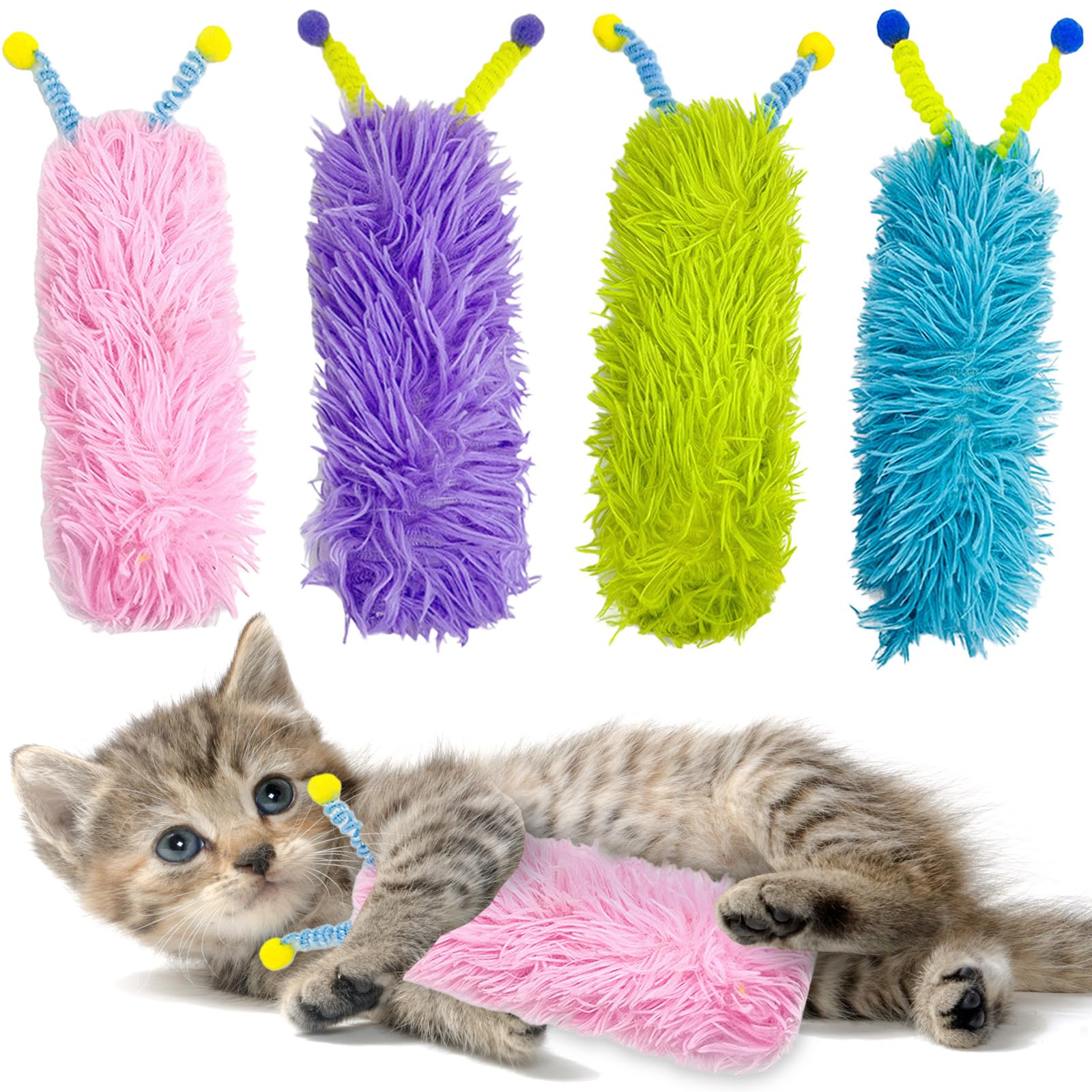 

CANPLUS Набор из 4 игрушек для кошек, жевательные игрушки, плюшевые игрушки, пинание, популярные, для чистки зубов, палочка для стачивания зубов, для одиночной игры, натуральные, прочные, жевательная игрушка, игрушка с кошачьей мятой
