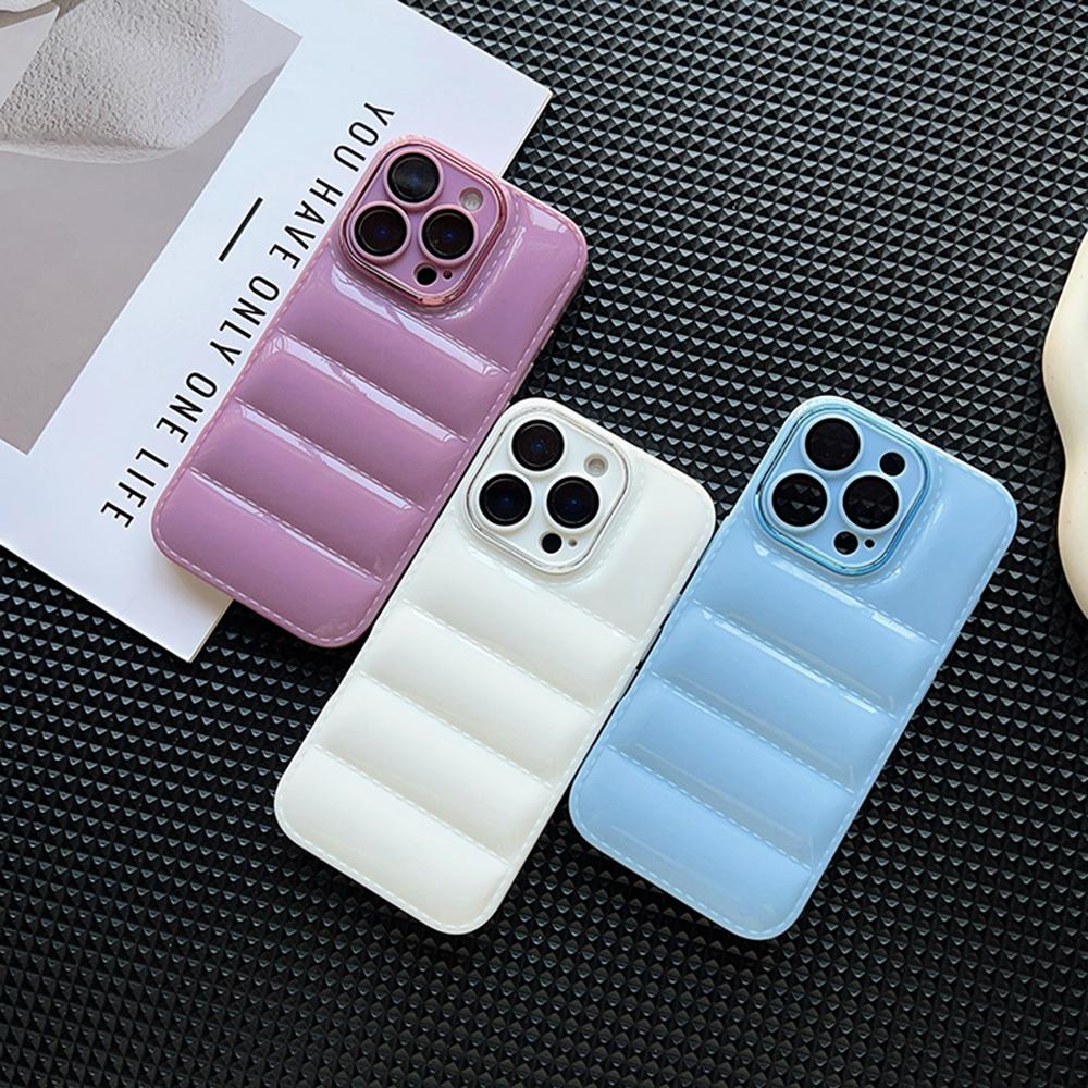 Luxusní Puffer pouzdro na telefon pro iPhone 16 15 14 13 12 11 Pro Max Pouzdra na telefon ve stylu péřové bundy pro iPhone 11 XR 7 8 Plus XS Max Měkký silikonový nárazuvzdorný kryt