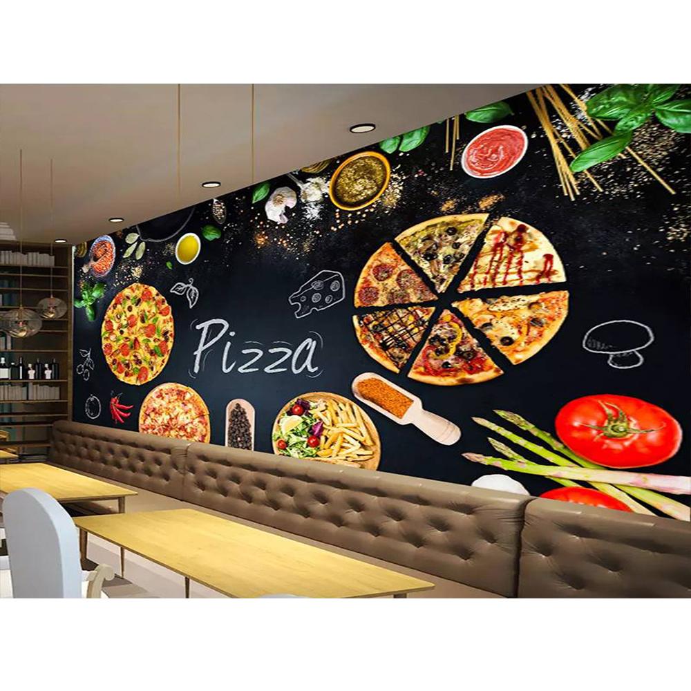 Pizza Mural Wallpaper Pizza Shop Blackboard Background Wall Mural Restaurant Large Pizza Store Wallpaper