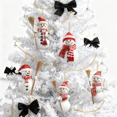Yousheng 5Pcs Christmas Snowman Ornaments 2D Acrylic Snowman Pendants Cute Cartoon Snowman Decoration for Christmas Tree Mantel Backpack Car Interior