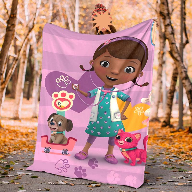Doc Mcstuffins Flannel Blanket Soft Warm All-Season Throw, Design for Camping, Car Travel, Hiking Sofa, Bed, Office Perfect Gift for Parties