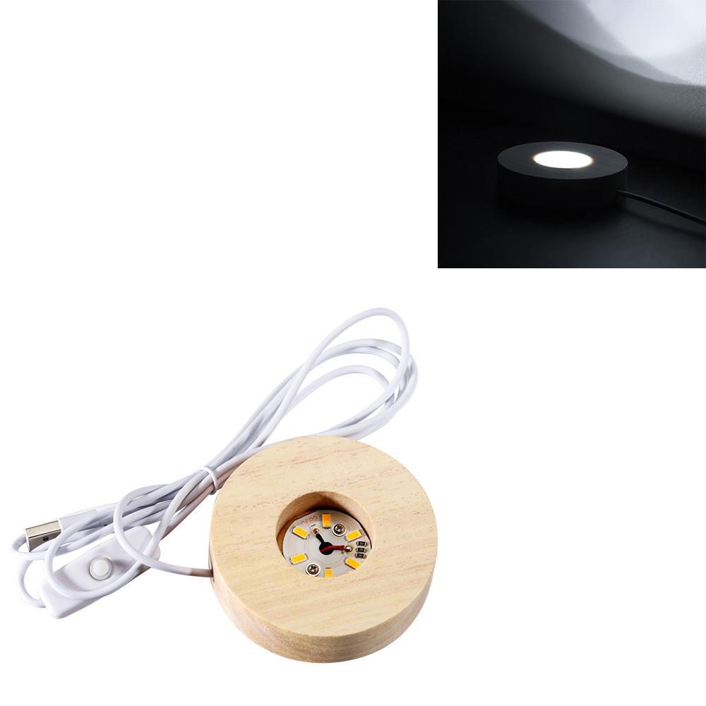 Resin Art Display Round Wood Colorful LED Light Wooden Night Lamp Base Stand for DIY Epoxy Resin Mold Display Base Home Decor