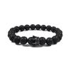 European & American Zirconia Crown Bracelet with Volcanic Stone & White Pine Beads