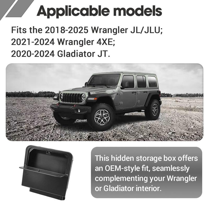 Armrest Hidden Box Tray for Jeep Wrangler JL JLU 2018-2025 & Gladiator JT -2025 Center Console Secret Organizer Interior Box