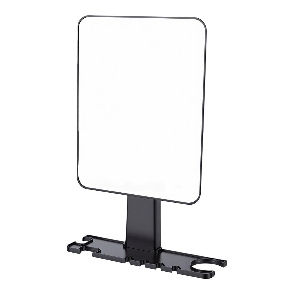 Fogless Shower Mirror with Storage Rack Wall Mounted Water Proof Shower Shaving Mirror Black
