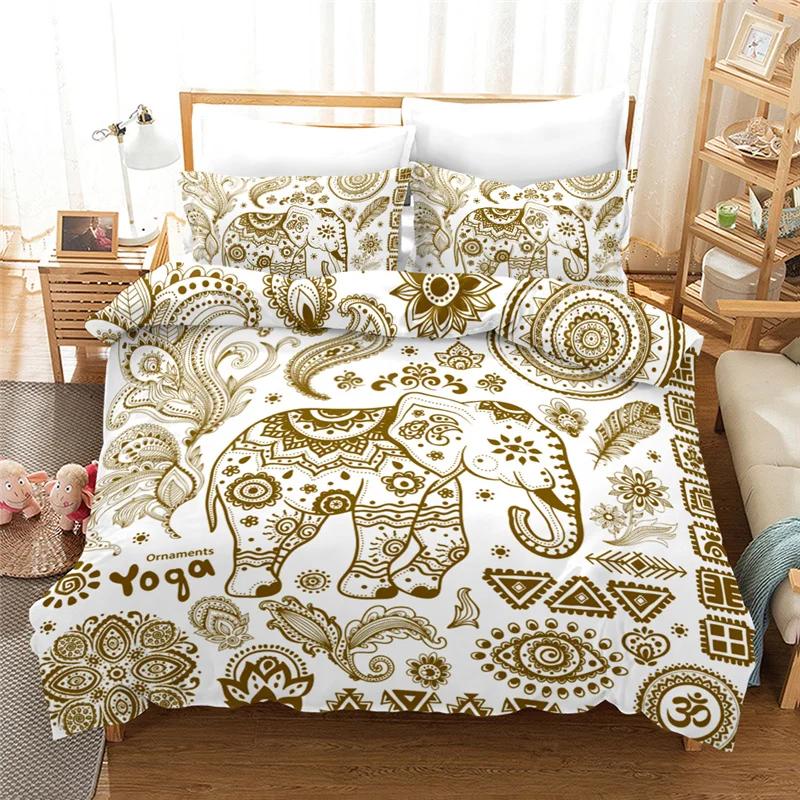 Indian Elephant Bedroom Bedding Set Housse De Couette Mandala Boho Home Textile Duvet Cover With Pillowcovers Beds Set Covers
