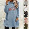 2023 Autumn/Winter Women's Loose Heart Print Double-sided Fleece Sweatshirt with Pockets