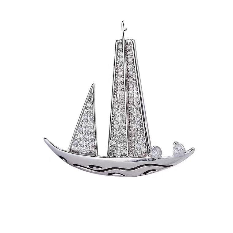 Мужская брошь-брошь с цирконом  Гладкое плавание : Элегантная булавка-аксессуар для пиджака